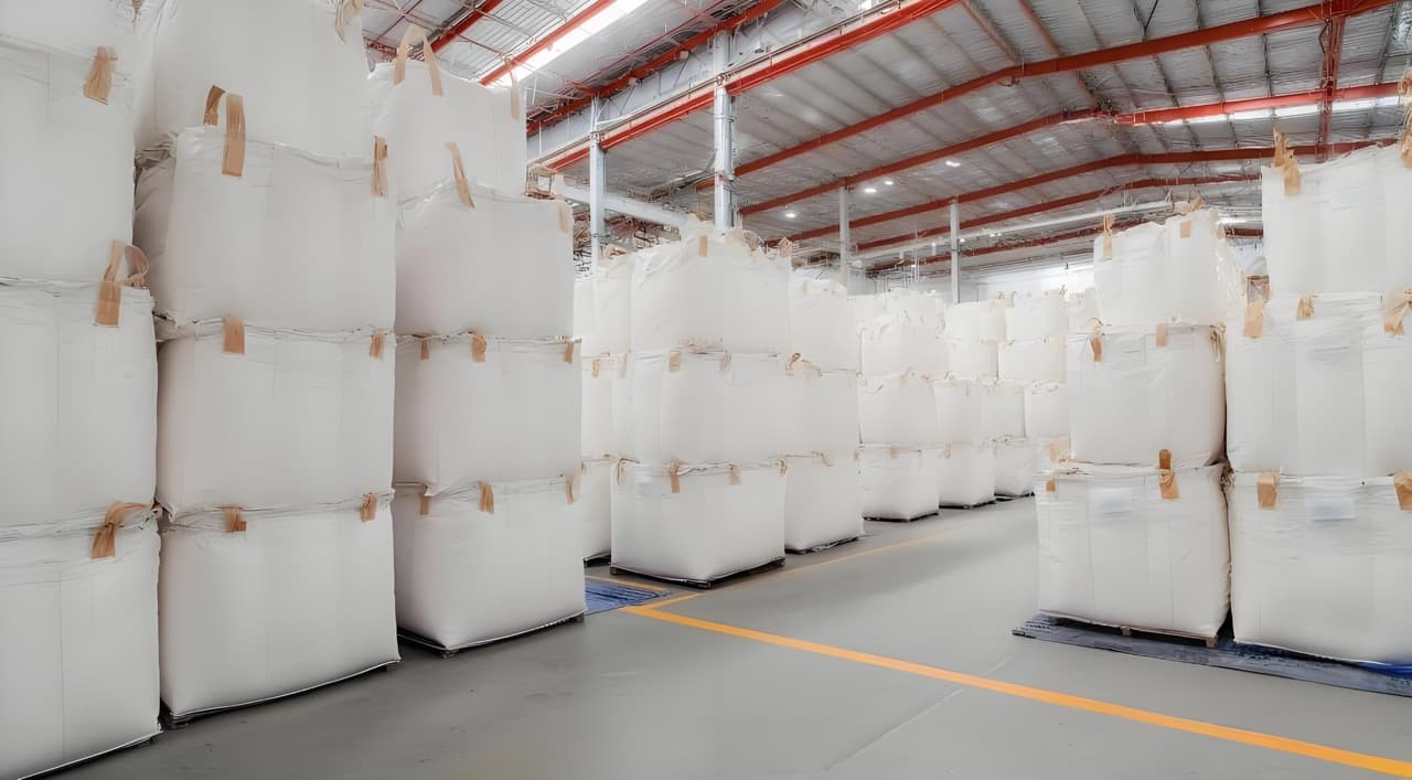Industrial warehouse with bulk bags