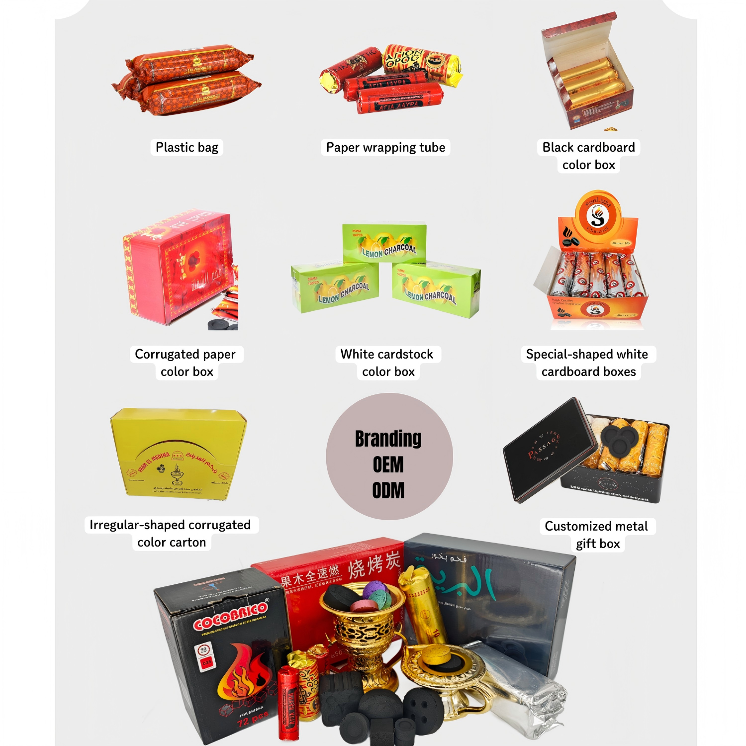 50mm Speed Quick-Burning Charcoal Round Disc with 4 Holes Customized Full Solution CC505-SBQ