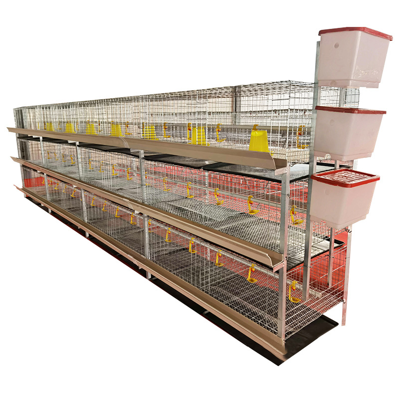 A Type Layer Chicken Cage System for Poultry Farm – Galvanized Step Type Layer Battery Cage
