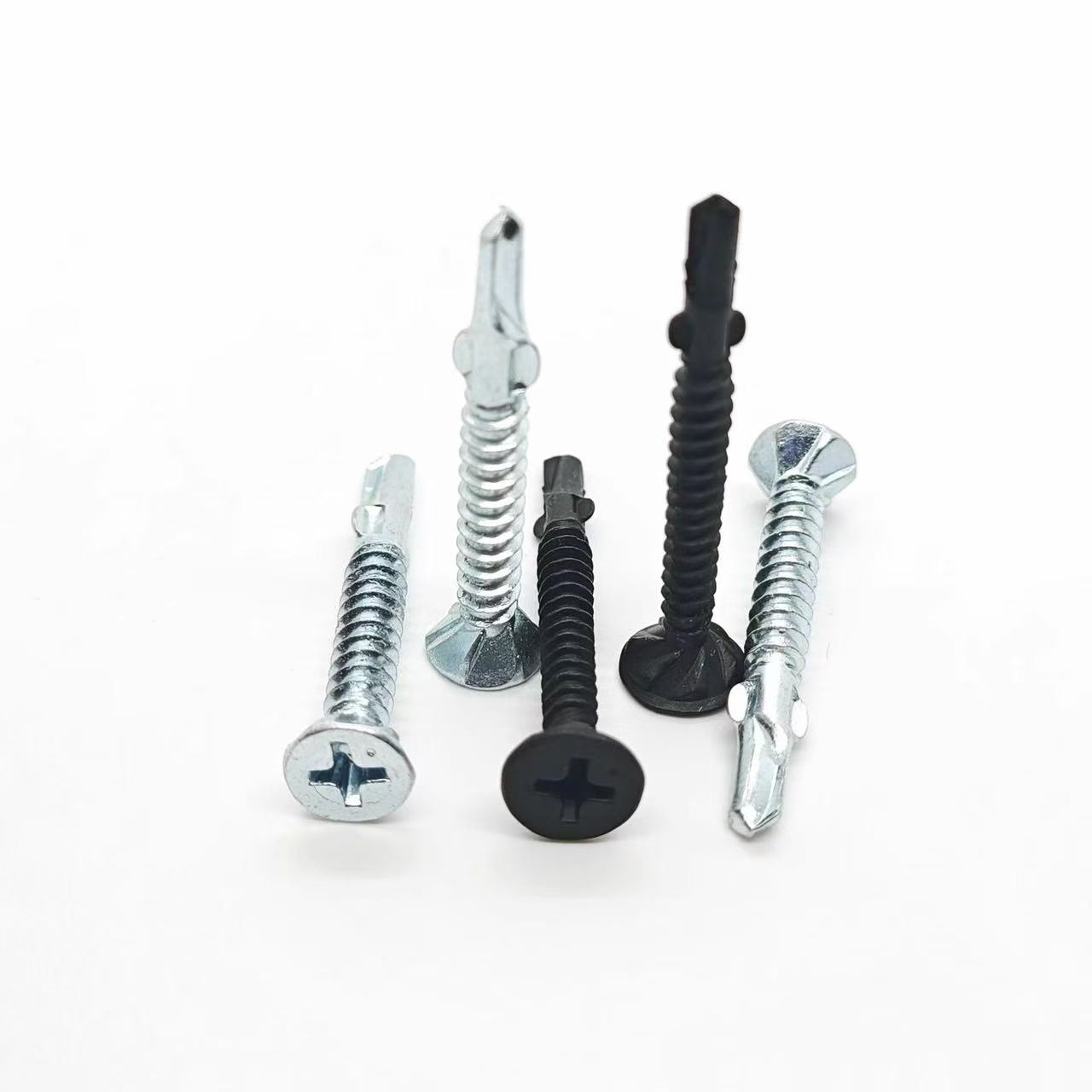 White Blue Zinc Plated CSK Self Drilling Screw Non-Slip Flat Head with Ribs and Wings Screws Product Category